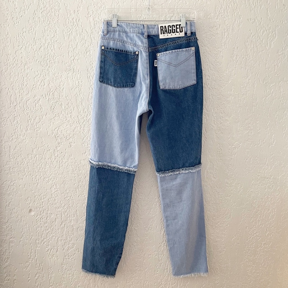 Ragged Priest Mom Jeans Pant High Equilibrium Patchwork Denim Tapered Indigo - Picture 6 of 14